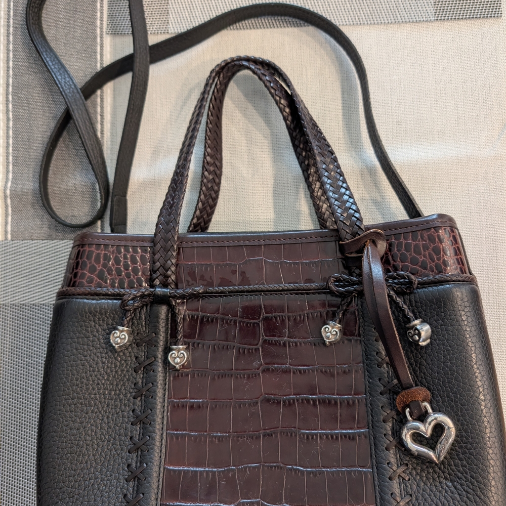 Brighton VINTAGE Pandora Croc Leather Brown Crocodile-Embossed Women's Bag - Picture 2 of 6